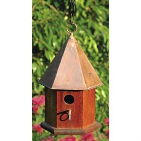 Solid Mahogany Wood Songbird Birdhouse with Shiny Copper Roof Solid Mahogany Wood Songbird Birdhouse with Shiny Copper Roof