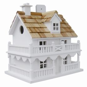 White Cottage Style Wood Birdhouse with unpainted Nest Box Bird House White Cottage Style Wood Birdhouse with unpainted Nest Box Bird House